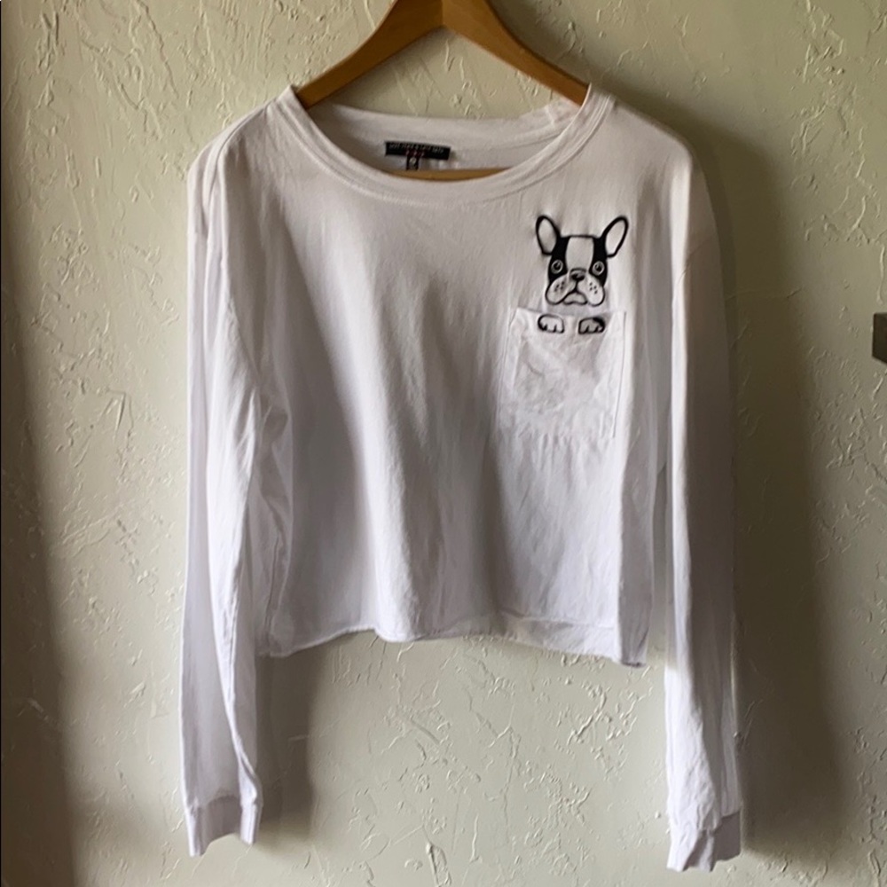 Long Sleeve Loose Crop with Doggie Pocket, M